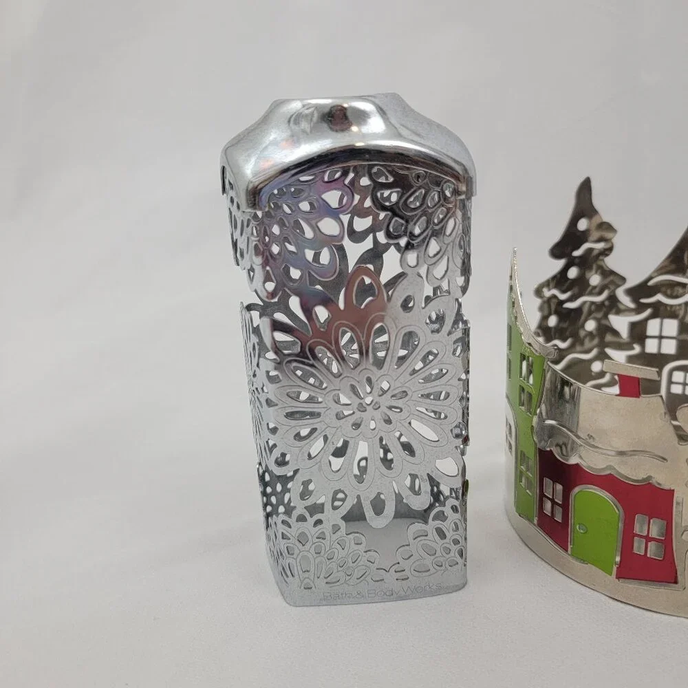 BATH & BODY WORKS 3 Wick Candle Holder Pedestal Soap Holder Silver Bronze 5 Pcs - Picture 2 of 15